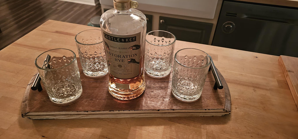 Bourbon barrel top serving tray