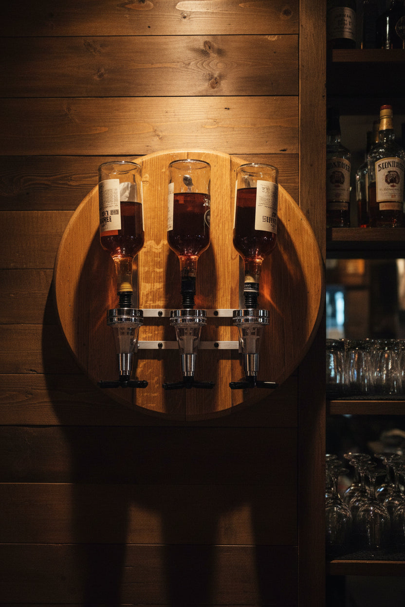 Bourbon Barrel Head Bottle Dispenser