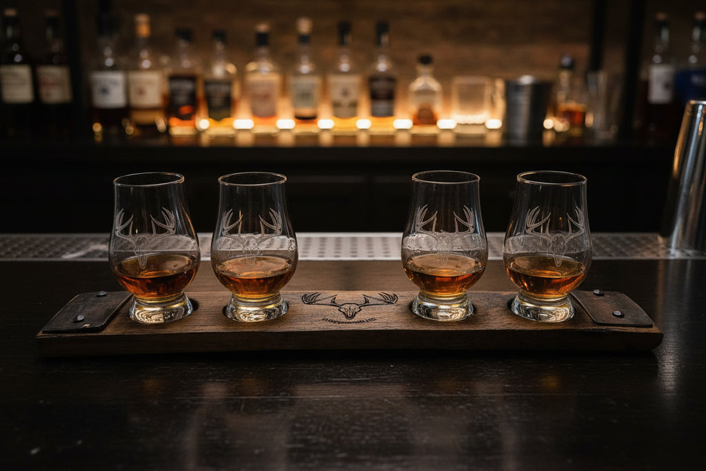 Bourbon Barrel Stave Glencairn Tasting Board