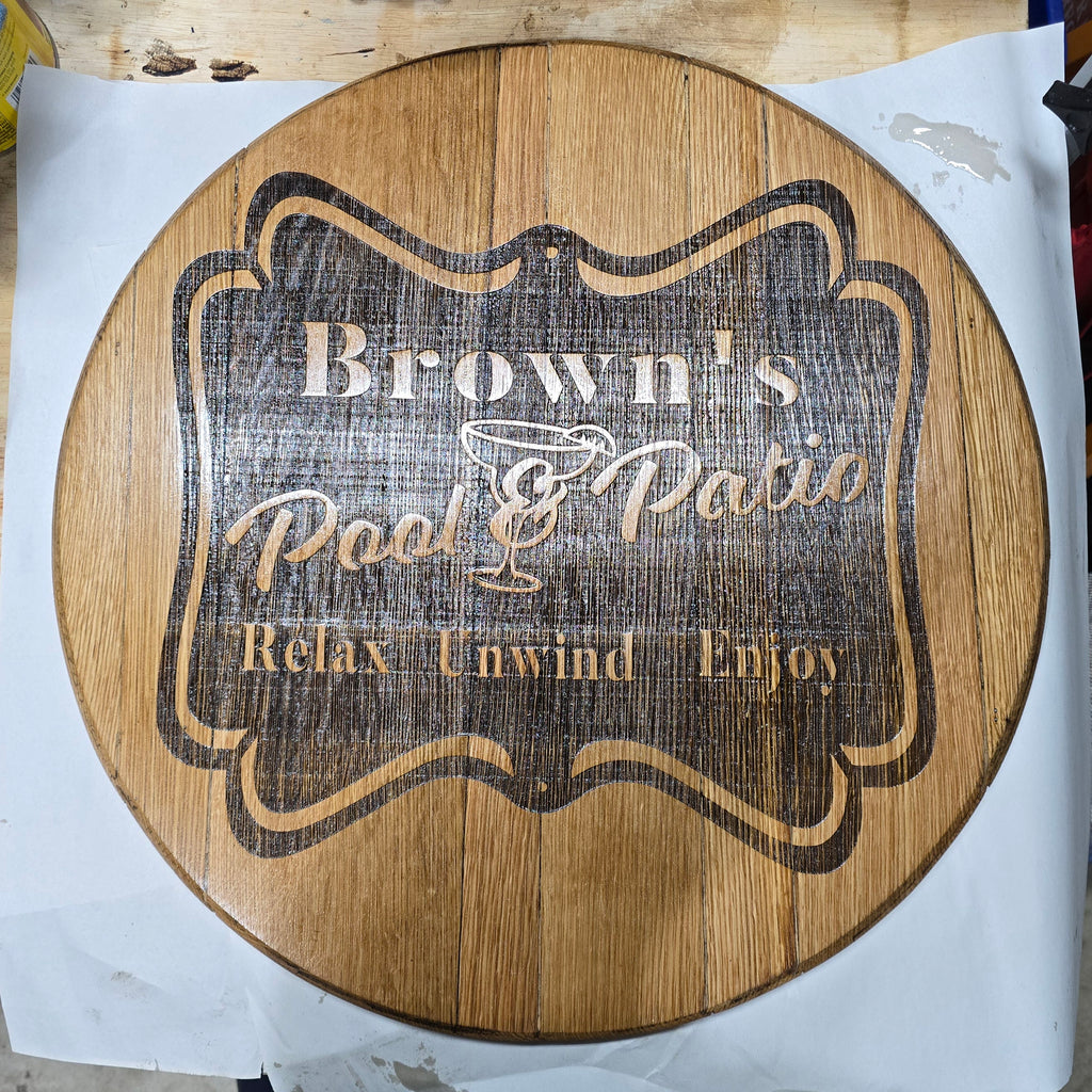 Custom bourbon barrel wall sign