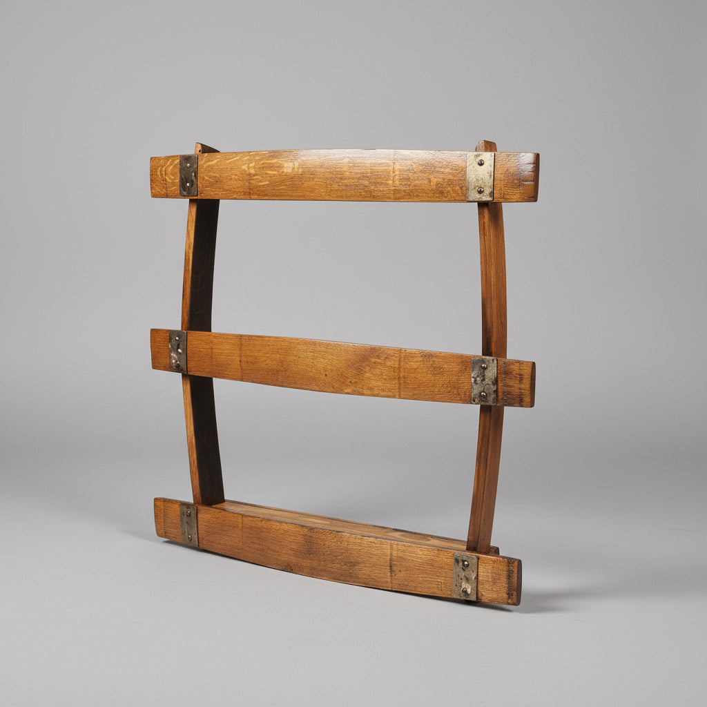 Three tier bourbon barrel stave shelf