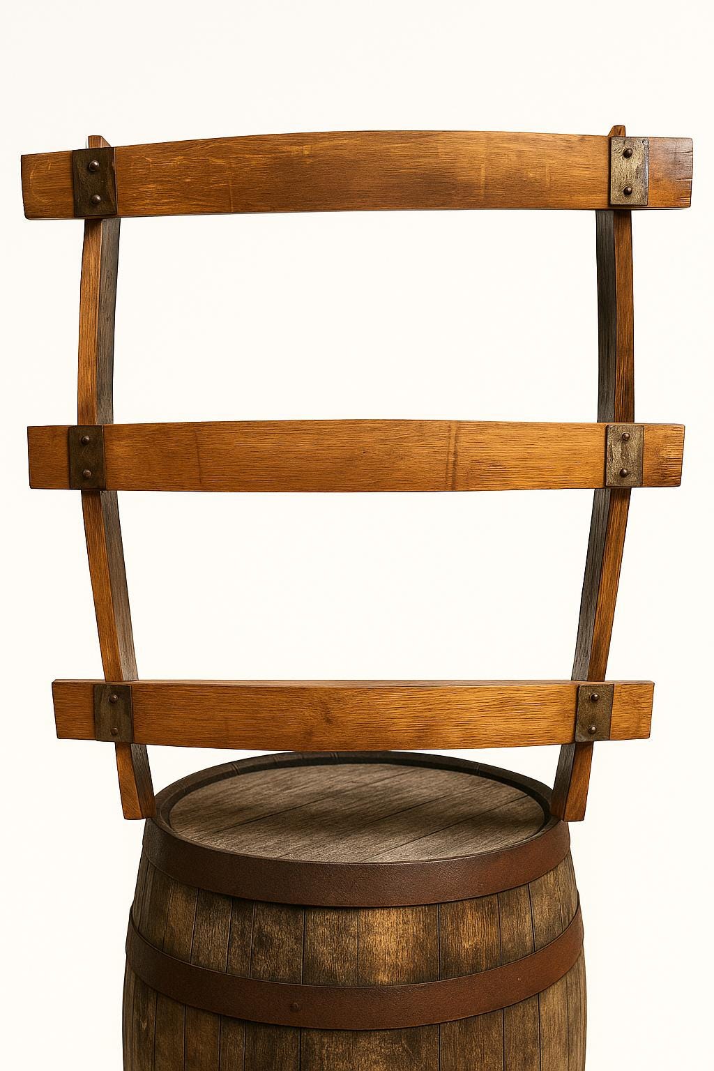 Three tier bourbon barrel stave shelf