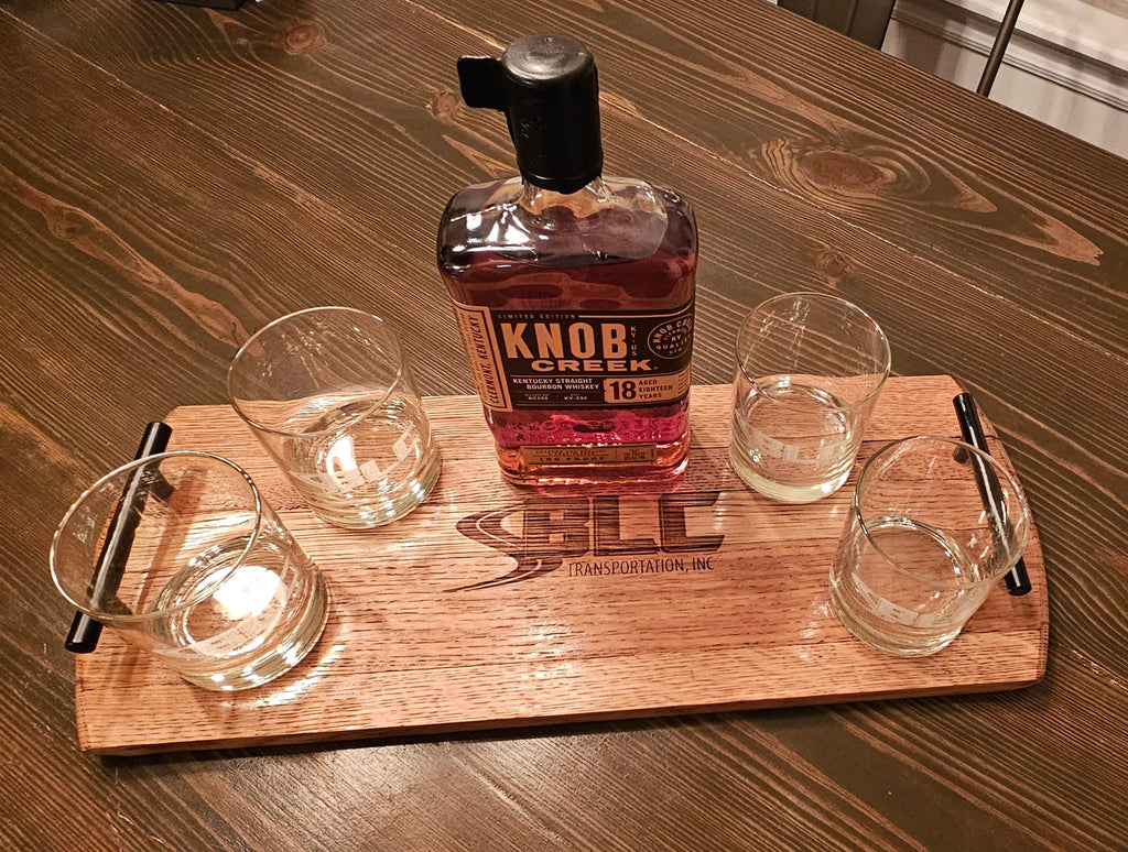 Bourbon barrel top serving tray