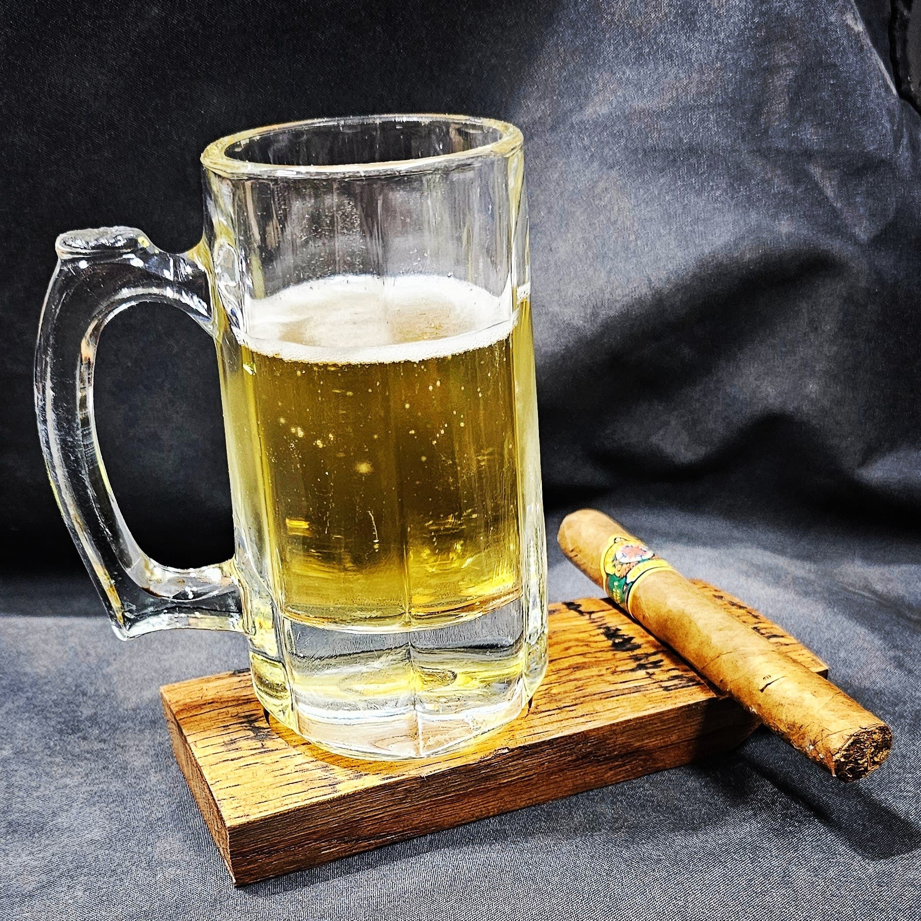 Beer and cigar holder bourbon stave