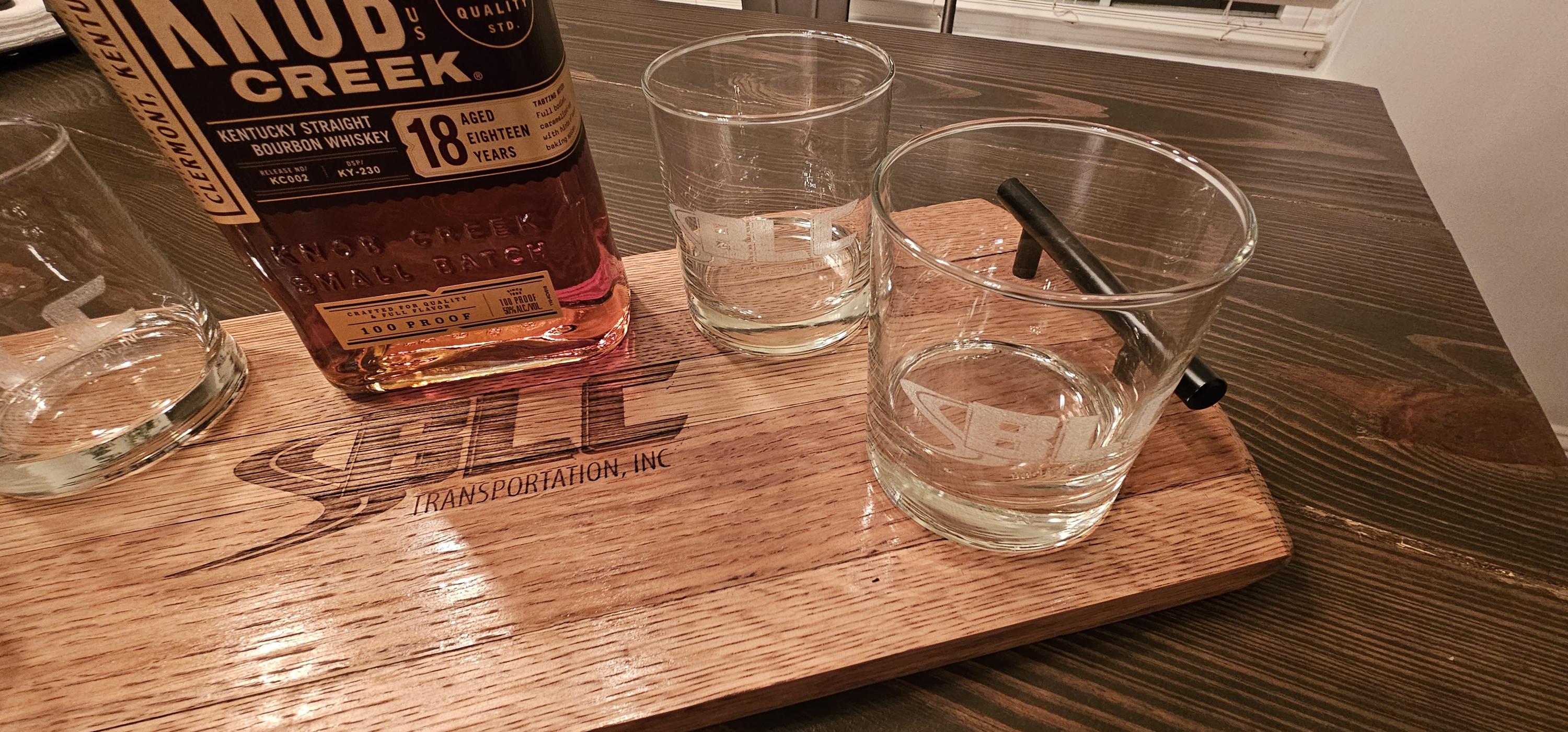 Bourbon barrel top serving tray