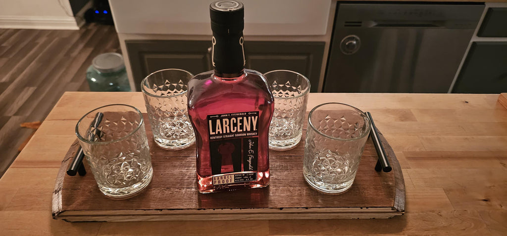 Bourbon barrel top serving tray