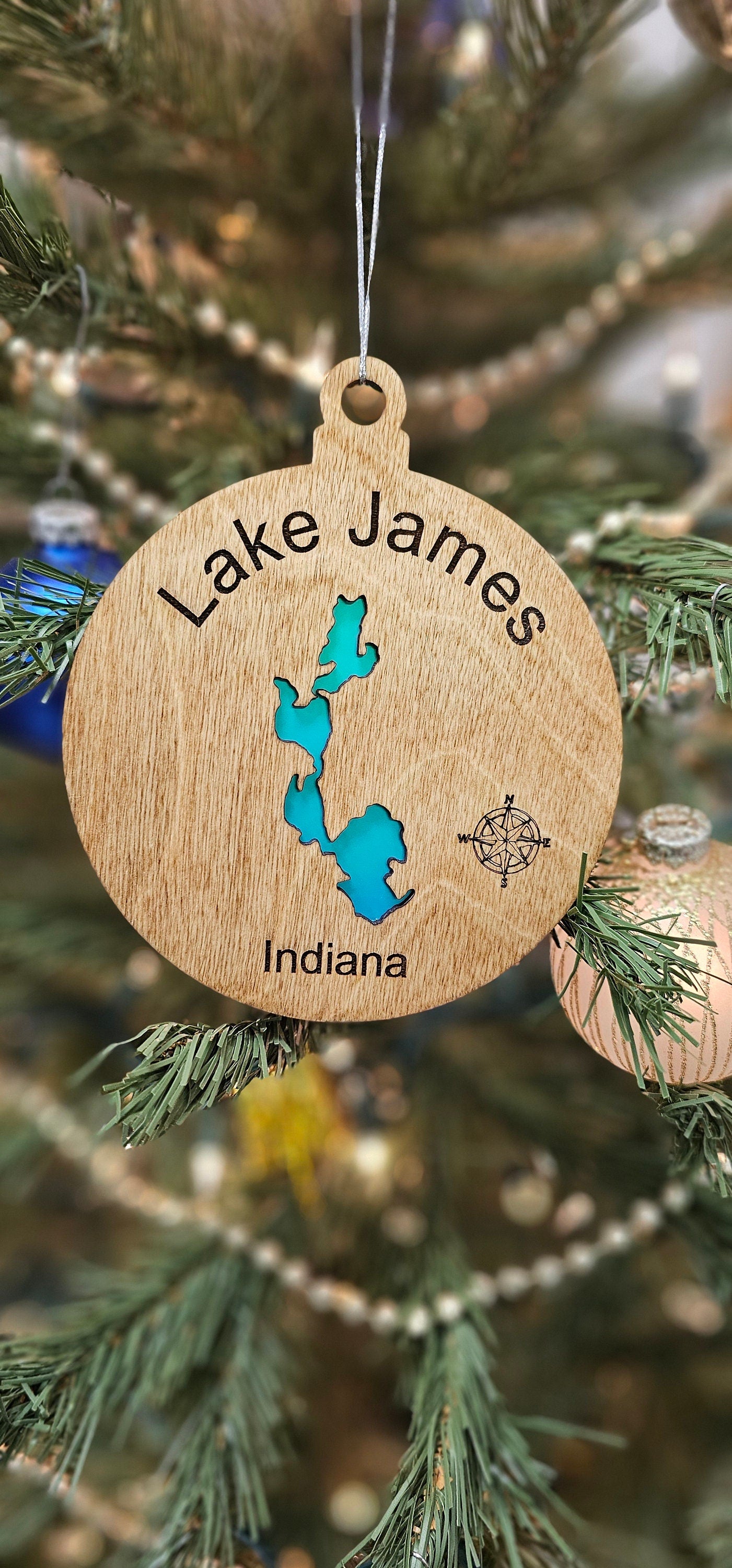 Custom Lake Christmas Ornament