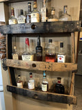 Three tier bourbon barrel stave shelf