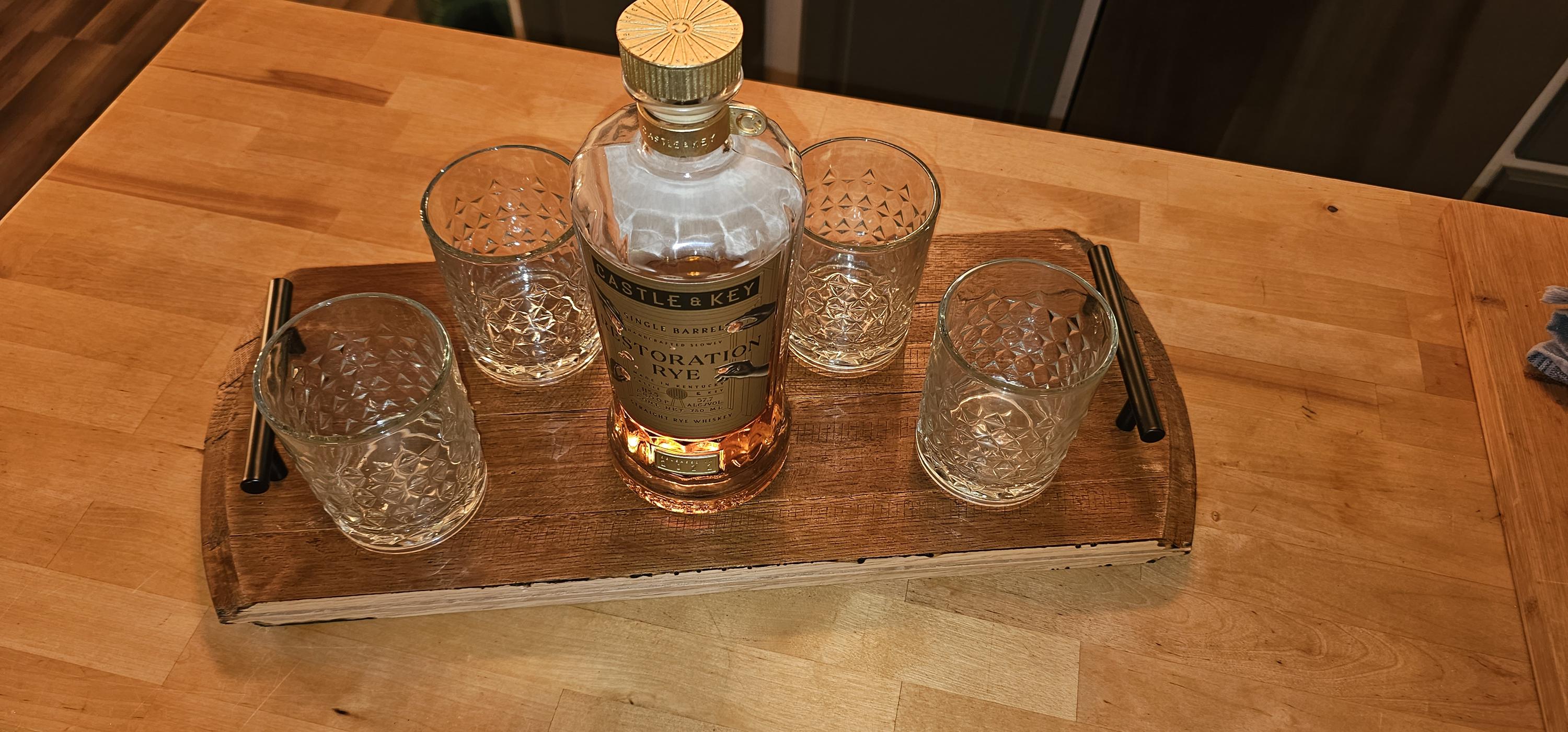 Bourbon barrel top serving tray