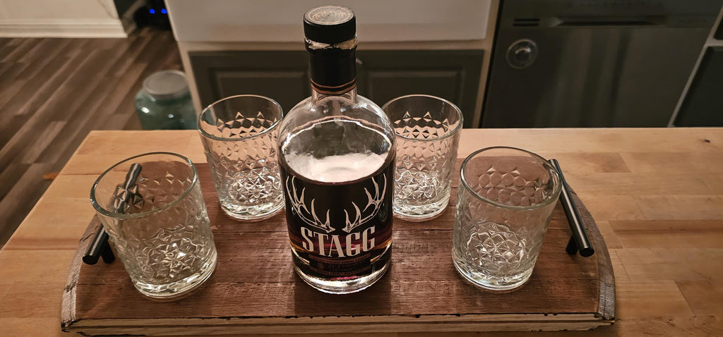 Bourbon barrel top serving tray